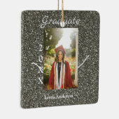 Silverglitter Foto Abschluss hinzufügen Namensklas Keramikornament (Rechts)