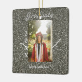 Silverglitter Foto Abschluss hinzufügen Namensklas Keramikornament (Links)