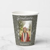 Silverglitter Foto Abschluss hinzufügen Namensklas Pappbecher (Rückseite)