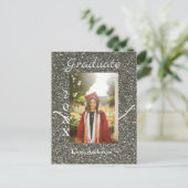 Silverglitter Foto Abschluss hinzufügen Namensklas Postkarte (Stehend Vorderseite)