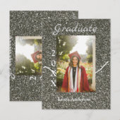 Silverglitter Foto Abschluss hinzufügen Namensklas Postkarte (Vorne/Hinten)