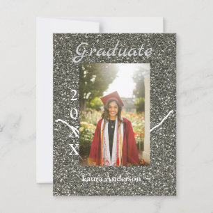 Silverglitter Foto Abschluss hinzufügen Namensklas Postkarte