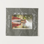 Silverglitter Foto Abschluss hinzufügen Namensklas Wandteppich (Vorderseite (Horizontal))