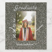 Silverglitter Foto Abschluss hinzufügen Namensklas Weinetikett (Einzelnes Label)