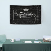 SilverGlitter Graduate Cap, Confetti Black Banner (Messeveranstaltung)