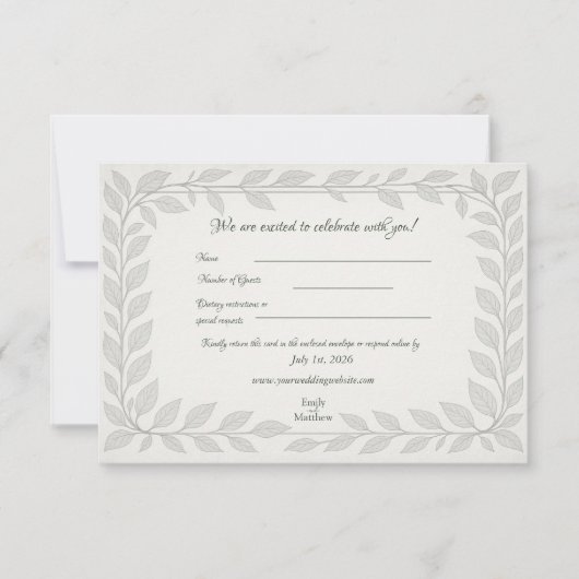 Silverleaf Elven Wedding - Leaf Replik Design Dankeskarte (Vorderseite)