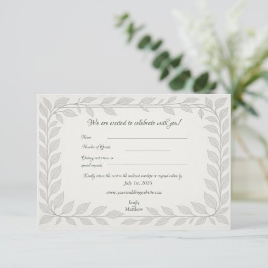 Silverleaf Elven Wedding - Leaf Replik Design Dankeskarte (Stehend Vorderseite)
