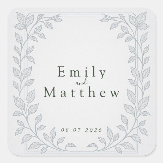 Silverleaf Elven Wedding Quadratischer Aufkleber (Vorderseite)