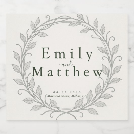 Silverleaf Elven Wedding Schaumweinetikett (Einzelnes Label)