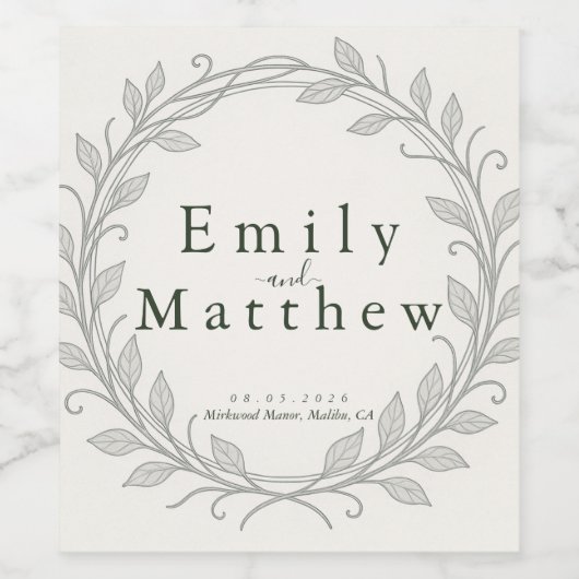 Silverleaf Elven Wedding Weinetikett (Einzelnes Label)