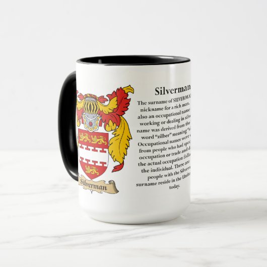 Silverman Familien-Wappen Tasse (Vorderseite Links)