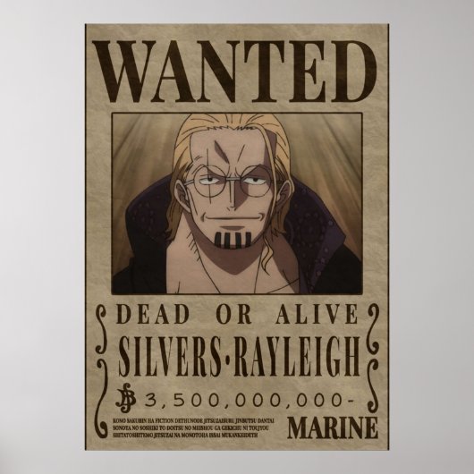 Silvers Rayleigh Dark King One Piece Wollte Bounty Poster (Vorne)