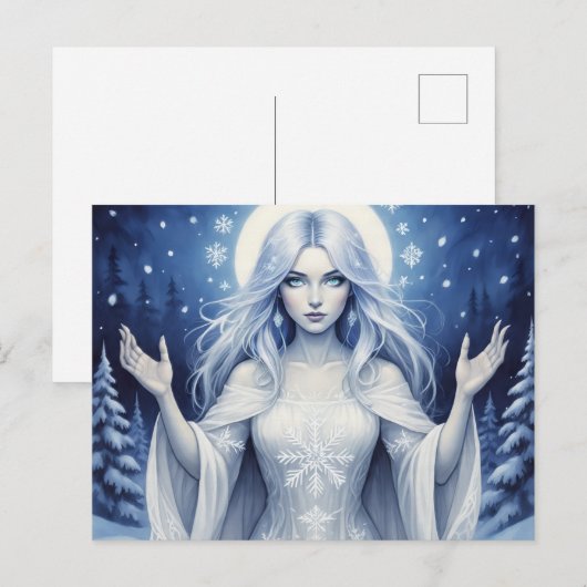 SilverSnowQueen Feiertagspostkarte (Vorne/Hinten)