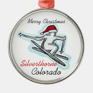 Silverthorne Colorado Santa-Ski-Hut Ornament Aus Metall