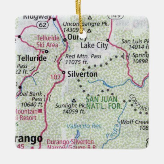 Silverton und Ouray Map Keramikornament (Vorderseite)