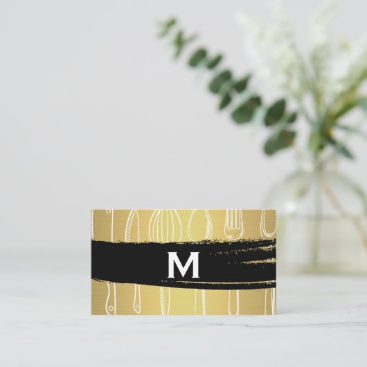 Silverware Gold Brushed Visitenkarte (Stehend Vorderseite)