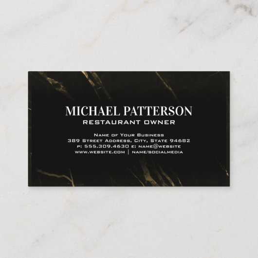 Silverware Gold Logo | Schwarzer Marmor Visitenkarte (Rückseite)