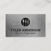 Silverware-Logo | Metallgeputzte Textur Visitenkarte (Vorderseite)