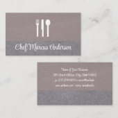 Silverware-Symbol | Leder | Wäsche Visitenkarte (Vorne/Hinten)