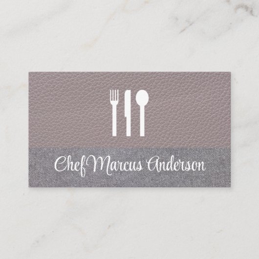 Silverware-Symbol | Leder | Wäsche Visitenkarte (Vorderseite)