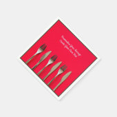 Silverware Utensife Knife Fork on Red Personalize Serviette (Ecke)