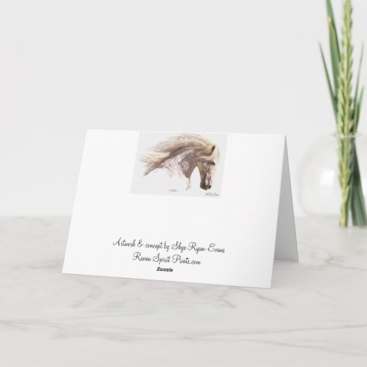 "SILVERWIND" weißes Pferdc$gruß-karten Karte (Rückseite)