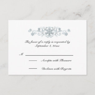 Silvery Blue Snowflakes Winter Wedding UAWG RSVP Karte