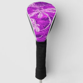Silvery Dragonfliegen auf einem Zaubermagenta Sky Golf Headcover