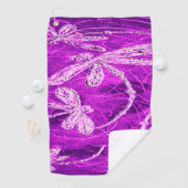 Silvery Dragonfliegen auf einem Zaubermagenta Sky Golfhandtuch (Insitu)