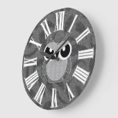 Silvery Faux Glitter Styled Woodland Owl Große Wanduhr (Winkel)