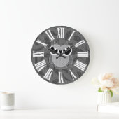 Silvery Faux Glitter Styled Woodland Owl Große Wanduhr (Zuhause)