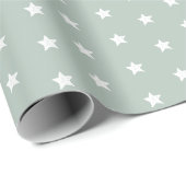 Silvery Gray Blue White Stars Geschenkpapier (Rolleneckpunkt)