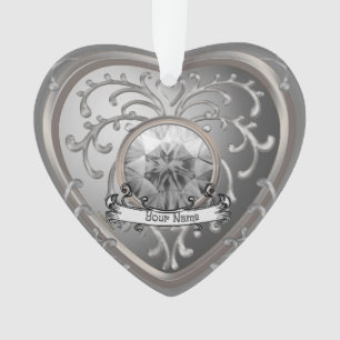 Silvery Imitats Jewel Heart Custom Fee Ornament