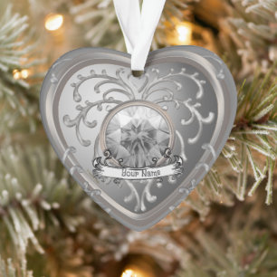 Silvery Imitats Jewel Heart Ornament