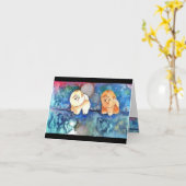 SILVERY MOON Chow dog watercolor Karte (Gelbe Blume)