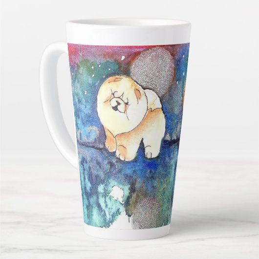 SILVERY MOON Chow dog watercolor Milchtasse (Linke Ecke)