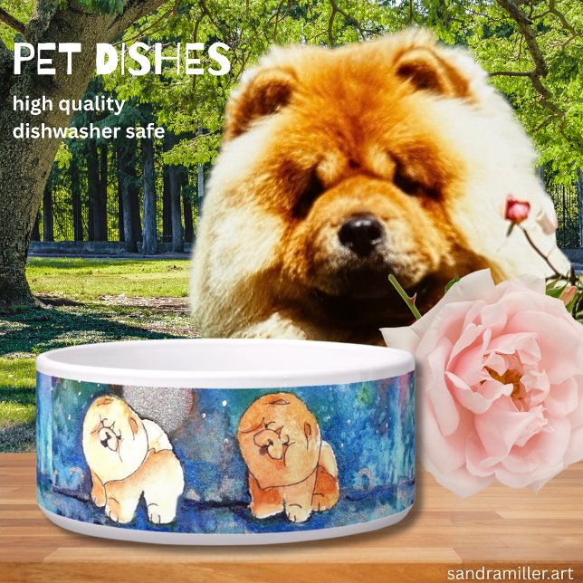 SILVERY MOON Chow dog watercolor Napf (Von Creator hochgeladen)