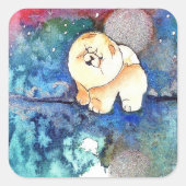 SILVERY MOON Chow dog watercolor Quadratischer Aufkleber (Vorderseite)
