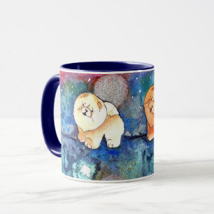 SILVERY MOON Chow dog watercolor Tasse