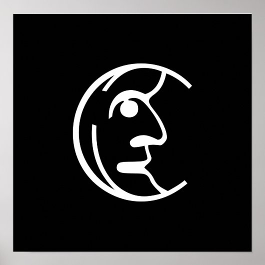 Silvery Moon in Weiß Poster (Vorne)