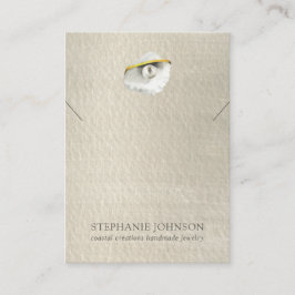 Silvery Pearl Seashell Necklace Display Card Visitenkarte