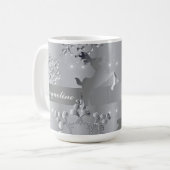 Silvery Reindeer & Snowflakes Tasse (Vorderseite Links)
