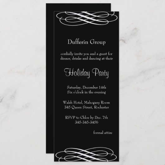 Silvery Ribbons Feiertag Einladung (Vorne/Hinten)