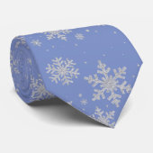 Silvery Snowflakes Light Blue Winter Wedding Krawatte (Gerollt)