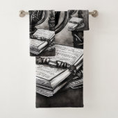 Silvery Steampunk Cauldron Spellbooks und Tränke Badhandtuch Set (Insitu)