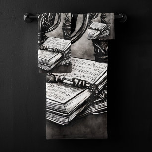Silvery Steampunk Cauldron Spellbooks und Tränke Badhandtuch Set