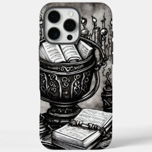 Silvery Steampunk Cauldron Spellbooks und Tränke iPhone 16 Pro Max Hülle