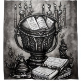 Silvery Steampunk Cauldron Spellbooks und Tränke Duschvorhang (Vorderseite)