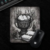 Silvery Steampunk Cauldron Spellbooks und Tränke Mousepad