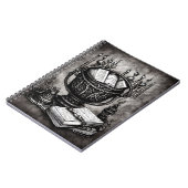 Silvery Steampunk Cauldron Spellbooks und Tränke Notizblock (Linke Seite)